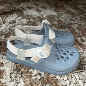 Chaco Blue and Cream Mules